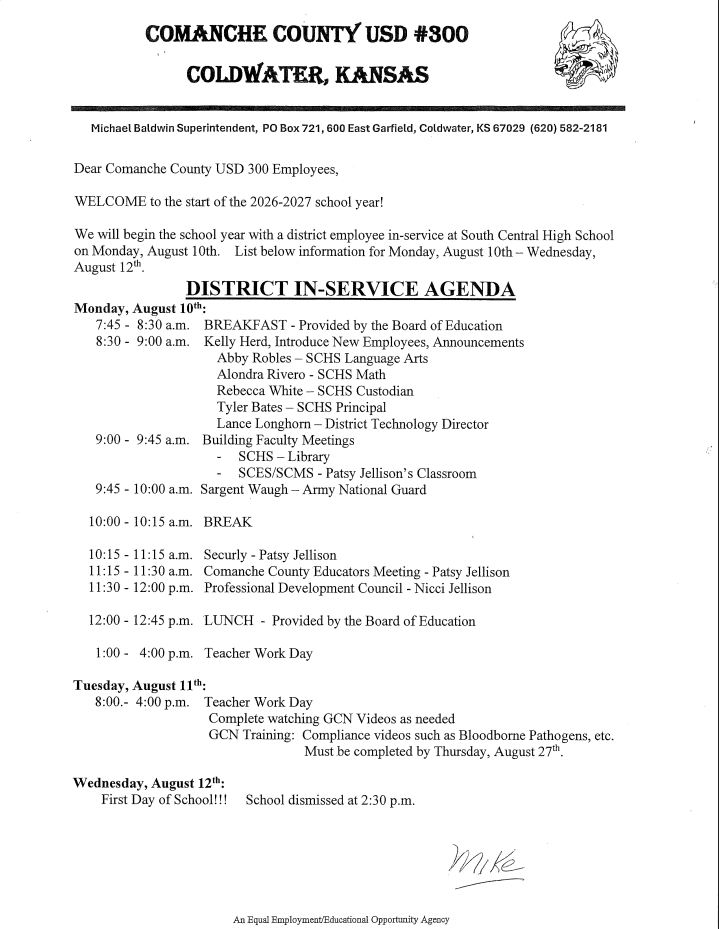 Staff District In-Service Agenda